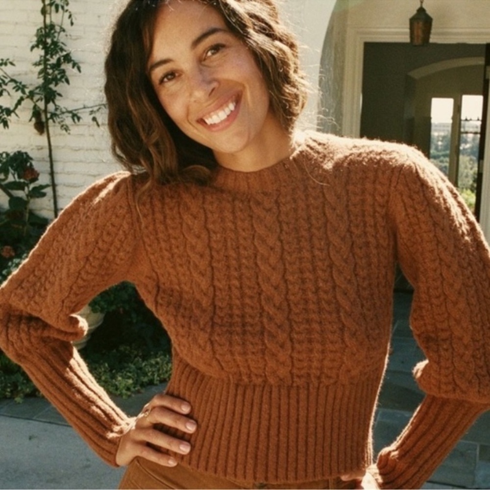 DOEN Cable Knit Sweater Brown Size M